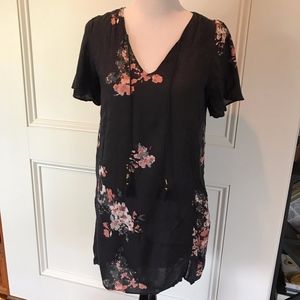 Black and Pink Floral Print Dress